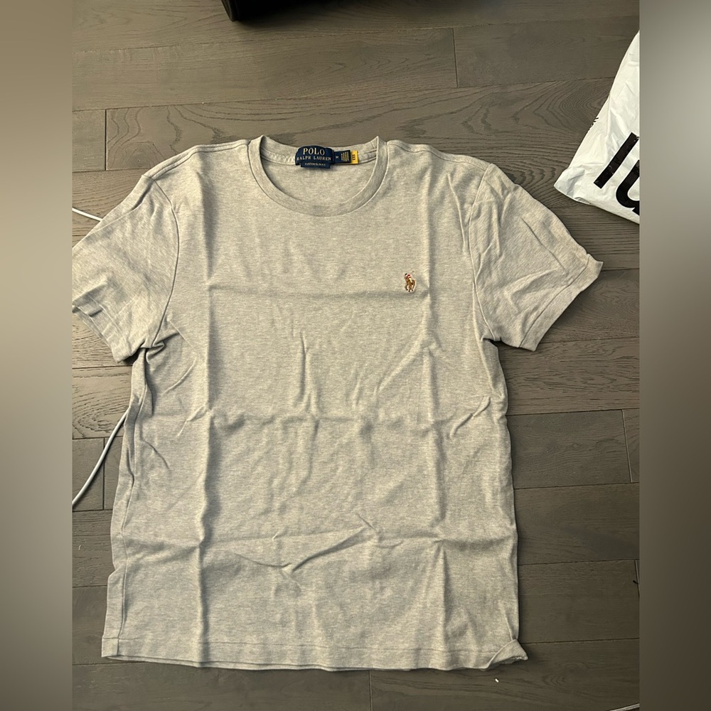 Polo slim fit shirt grey gray silver stone medium